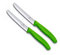 Victorinox | Küchenmesser-Set | 2 Stück Grün | Klingenlänge: 11cm | Extra scharfer Wellenschliff | Tafelmesser mit ergonomischen Griff