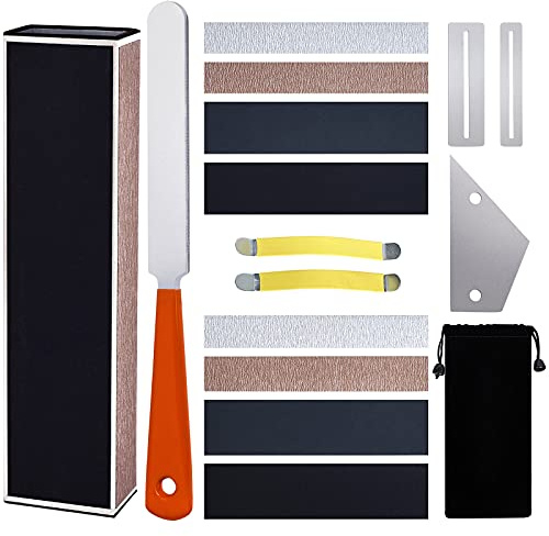 Kit d'outils de luthier pour guitare comprenant une lime à couronner, une poutre de ponçage de niveleur de frette, une bascule de frette, des écarteurs de cordes, des protections de touche et des