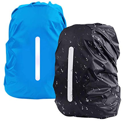 Lively Life Waterproof Backpack Rain Cover, Reflective Rucksack Cover [2pcs M 26-40L] Waterproof Snowproof Backpack Rain Cover for Hiking Camping Cycling Blue Black