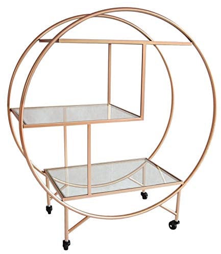 Monster Shop Servierwagen Teewagen Minibar Bar Cart Beistellwagen Rollwagen Rollen Allzweckwagen 3 Etagen Rosé Gold