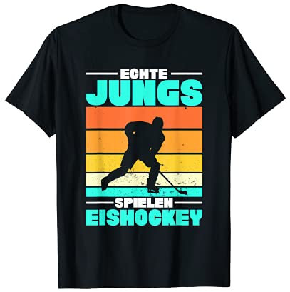 Echte Jungs Spielen Eishockey Puck Eishockeyspieler Kinder T-Shirt