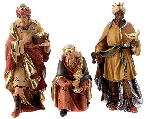DREI Heiligen König aus Holz für 12 cm hohe Raffaello-Krippe, Grödnertal