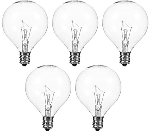 FRCOLOR 5PCS Wax Warmer Bulbs, G50 25 Watt Bulbs Scentsy Warmers Globe E12 Incandescent Candelabra Base Light Fragrance Burner for Diffuser Candles, Transparent Color