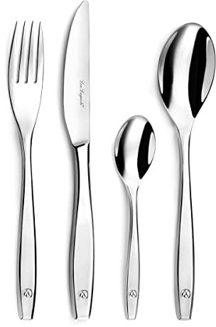 LOU LAGUIOLE - Ménagère 24 couverts de table pour 6 personnes - Figure - Acier inoxydable 18/0, Finition Miroir