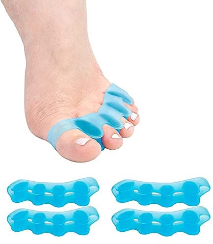 Gel Toe Separators, Stretchers Spacers, Bunion Correctors, Hammer Corrector, Used for Manicure, Relaxing Toes, Spacer Running/Yoga/Pedicure Women and Men. 2 Pair, Blue, 4 Count (Pack of 1)