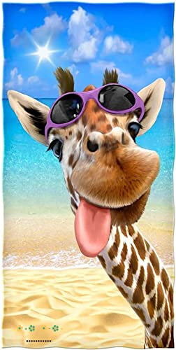 Ailaikei Strandtuch XXL-Badetuch groß 100x200-Giraffe Hund Delfin Katze 3D-Druckmuster-microfaser frottee-Weiches, saugfähiges Handtuch (1,100x200cm)