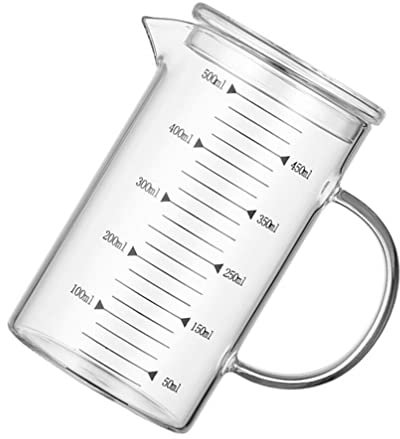 Glaskanne Glas Messbecher mit 500ml Milchkännchen Messkanne Glaskrug Milchkanne Saftkrug Wasserkanne Kaffeekanne Wasserkrug Kännchen Soßenkanne Eistee Milch Krug Espresso Sahne Kanne