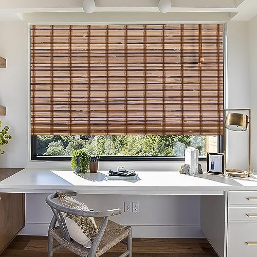 ALIMOO Bamboo Blinds, Roman Blinds for Windows, Roll Up Light Filtering Window Shades for Doors Indoor Outdoor Home Patio Porch 24 W X 72 L