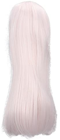 Zerodis 1/3 BJD SD-Puppenhaarperücke, 21–24 cm, natürliche, weiche Hochtemperaturseide, langes, glattes Mohair-Puppenhaar mit Pony zum Anziehen von 1/3 BJD-Puppenperücke, DIY Rosa