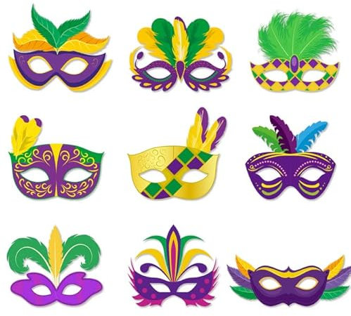 Losuya 9pcs Karneval Thema Party Papier Maske Feder Maske Augenmaske Dekoration Mardi GRAS Kostüm Ball Fotografie Requisiten
