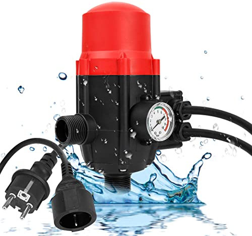 Ansobea Controllo elettronico della pompa 1100 W 9000 l/h, interruttore a pressione per acqua, 10 bar con cavo, interruttore a pressione IP65 per pompe dell'acqua(1,5-2,2 bar)