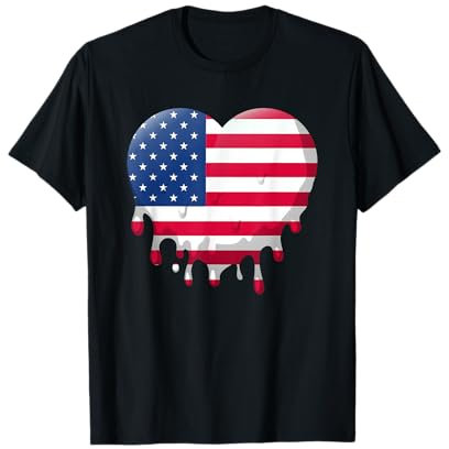USA Fahne Amerikanische Flagge Herz Amerika USA T-Shirt