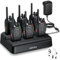 eSynic 6Pcs Walkie Talkies de Larga Distancia con Auriculares Walkie-Talkie Profesional 16 Canales 1500mAh con Cargador USB Soporta VOX para Sobrevivir en el Campo Ciclisimo