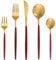 Bestdin Besteck Set 6 Personen, 30 teilig Besteck Rote Gold Matt, Essbesteck Set mit Messer Gabel Löffel, Hochwertiges Edelstahl Besteckset, Spülmaschinenfest