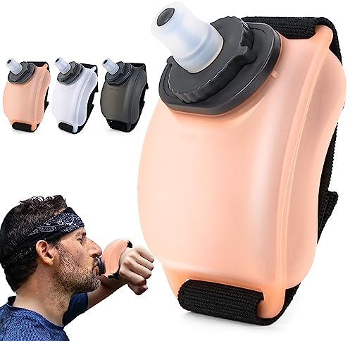 HINATAA Wrist Sports Water Bottle, Hand-Free Wrist Running Water Bottle, 7oz/200ml Leakproof BPA-Free Silicone Sports Water Bottle for Hydration Running Cycling Climbing and Outdoor Activity (Pink)