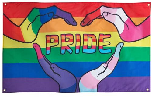 Runesol Bandera de Manos del Orgullo, 91x152cm, 3ft x 5ft, 4 Ojales, Ojal en Cada Esquina, Bandera LGBT, Bandera del Orgullo, Bandera del Orgullo Gay, Banderas Premium, Exterior, Colores Vívidos