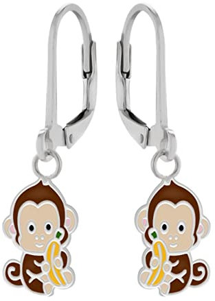 Silberohrringe, Affe mit Banane