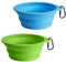 PetBonus 2-Pack Silicone Collapsible Dog Bowl, Portable Foldable Expandable Travel Bowl, BPA Free Dishwasher Safe, Food Water Feeding Cup Dish for Dogs Cats with 2 Carabiners (Light Blue, Light Green)