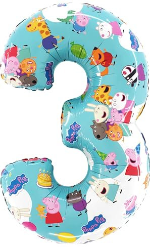 Toyland® Folienballon Peppa Wutz, George & Friends, 66 cm – Kinder-Party-Luftballons – Nummer 1–6 erhältlich