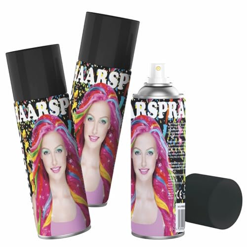 Haarspray metallic mit Farbe Haarschmuck 250ml Hairspray Color (3x SCHWARZ)