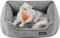 Feandrea Dog Bed, Linen-Look Pet Bed, Dog Sofa Bed with Raised Edges, Non-Slip Bottom, Removable Washable Cover, S, for Miniature Dogs, 60 x 50 x 21 cm, Light Grey PGW009G02