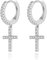 Ohrring Dangle Huggie kreuz ohrringe Silber Gold mit Kreuz Anhänger Schmuck Creolen Kreuz Klassisches Kruzifix Ohrringe Ohrstecker Ohrhänger Ohr-Piercing für Damen Herren Mädchen (Kreuz Silber)