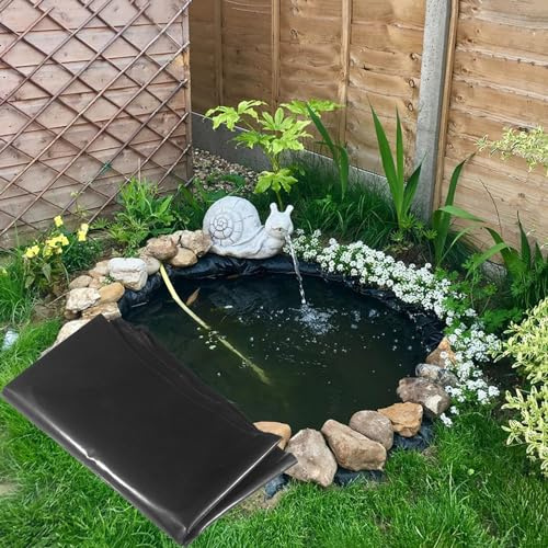 JEDAL Bâche pour Bassin Jardin, 1x1m 3x12m 5x8m 7x10m 11x14m, Revêtement Liner pour Étang en PVC, Noire Membrane pour Bassin Koi, Cascades d'eau, Baies(Size:6×8m)