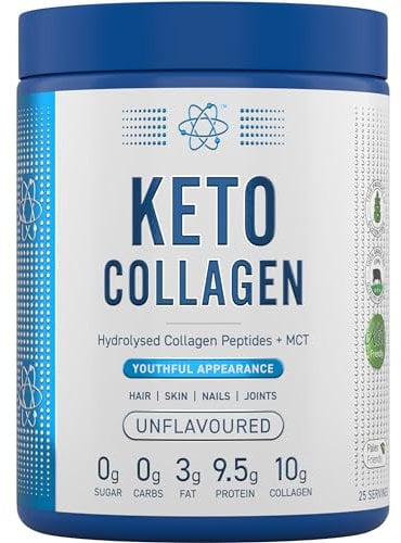 Applied Nutrition Keto Collagen Protein - Keto Protein Powder with MCT, Ketogenic & Paleo Diet, Zero Sugar & Carbs, Healthy Skin, Hair, Nails (Unflavoured) (325g - 25 Servings)