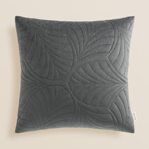 ROOM99 Feel 45 x 45 cm Zierkissenbezüg Kissenbezüg Kissenhüll Dekorative Dekokissen Wurfkissenbezug Deko Aesthetic Modern Schlafzimmer Wohnzimmer Velvet Samt Dunkelgrau,1 Stück