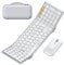 ProtoArc XKM01 Faltbare Tastatur und Maus | Full-Size Bluetooth Tastatur Klappbar mit Ziffernblock | 2.4G+Dual Bluetooth Klapptastatur QWERTZ-Layout Windows/Mac/Android - Weiß und Silber