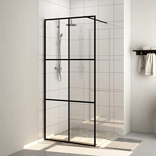 ARKEM Paroi de Douche avec Verre ESG Transparent 90x195 cm Noir,Vitre Baignoire Salle De Bain,Pare-Baignoire