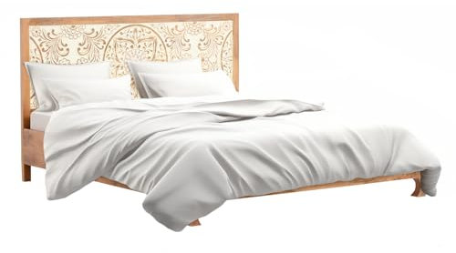 Woodkings Holzbett Delhi | rustikales Doppelbett 180x200 cm | Schlafzimmer Möbel im Landhausstil,it Echtholz | Bettrahmen mit Holzkopfteil