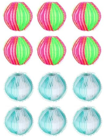 Dawwoti 12 Pieces Attrape Poils Machine A Laver Anti Poil Animaux Machine À Laver Boule Attrape Poil pour Lave Linge Animaux Poil Nettoyage Outil Ramasse Poils pour Chien Chats (Multicolore,S (35mm))