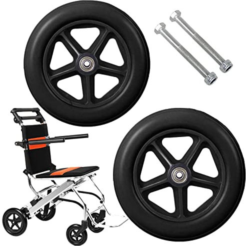 KWIBYBGS Rollstuhl-Vollräder, 2 Stück Ersatzteile Für Vorderräder,Mirad, 5/16-Zoll-Lager, Rollstühle, Laufräder/Black/190Mm (8 Inch)