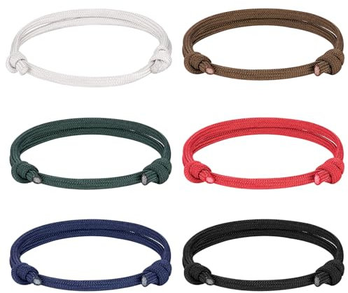 Pulsera NáUtica 6pcs Pulsera De Cuerda Para Los Hombres NáUtica Grillete Pulsera NáUtica De Nylon Pulsera Ajustable NáUtica Trenzado De Cuerda Pulsera De La Amistad Para Los Hombres Los NiñOs (Set C)