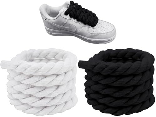 TYGFRT 2 Pairs Cotton Rope Shoelaces - Fashion Simple & Thick Rope Sports DIY Shoe Accessories