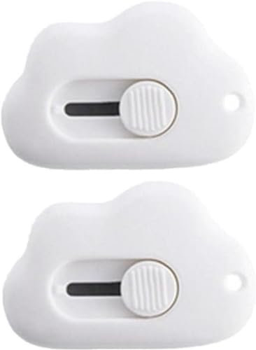 2 Stück Weiß Wolkenform Mini Art Cutter Tragbares Einziehbares Messerhandbuch Schneidpapier Für Umschläge Für Plastikbeutel Expace Expacking