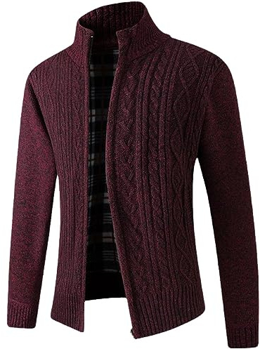 Maglioni da uomo in lana di cachemire con cerniera cardigan maglioni collo alto maglieria casual con 2 tasche frontali