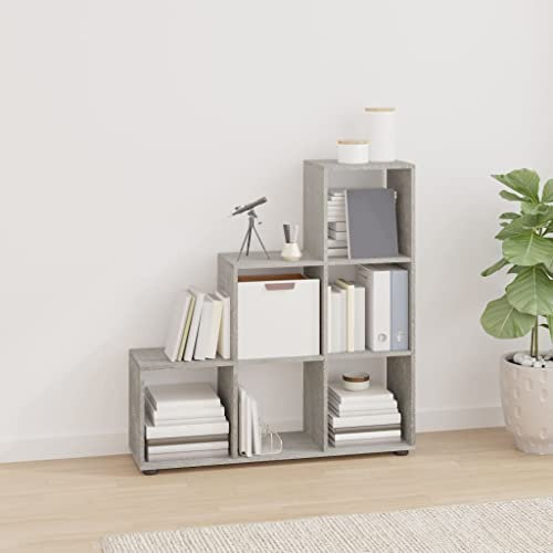 UJCHVHN Regal Treppenregal Bücherregal Beton Grau 107cm Holzwerkstoff Bücherregale & Standregale