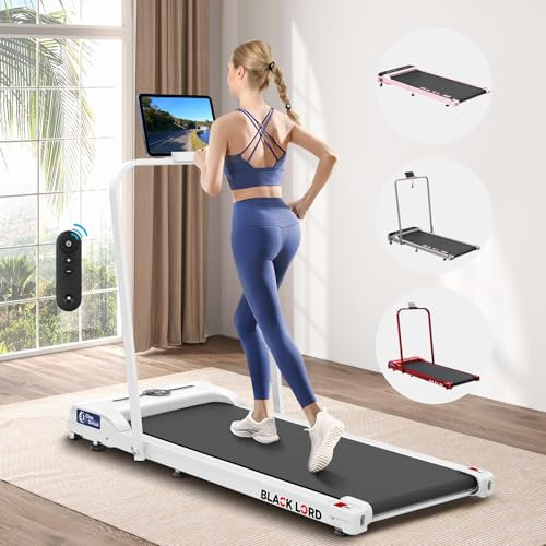 BLACK LORD Laufband, elektrisch, Trainingsgerät, 2,2 PS, Fitnessgerät, Walking-Jogging-Trainer für das Fitnessstudio zu Hause, Büro, kommerzielle Serie, Weiß (mit Griff)