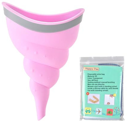 MUNSKT Embudo Orinal Femenino, Dispositivo Orinal Portátil Reutilizable, Embudo Orinal Femenino con Bolsas de Orina Desechables Para Mujeres Viajar, Senderismo, Acampar, Embarazo Orinar de Pie