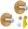 HESUSUSI Wooden Bamboo Towel Hooks Pack of 2 Self-Adhesive Hooks Waterproof Adhesive Hooks 304 Stainless Steel Bamboo Hooks Wall Towel Holder Wood for Living Room Bedroom Kitchen Bathroom