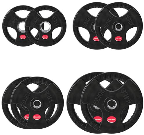 Gallant 100kg Weight Plates Set, 2 Inch Olympic Weight Plates, Rubber Coated Cast Iron with Tri Grip for Olympic Barbell Weights, (20kgx2 +15kgx2 +10kgx2 +5kgx2 = 100KG Set) Home Gym Strength Training