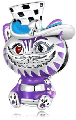 Charm-Perle „Cheshire Cat“ Alice im Wunderland, echt 925 Sterlingsilber, kompatibel Armband