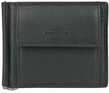 Police Portefeuille homme en cuir véritable, petit avec crochet pour billets, avec porte-monnaie, boîte cadeau