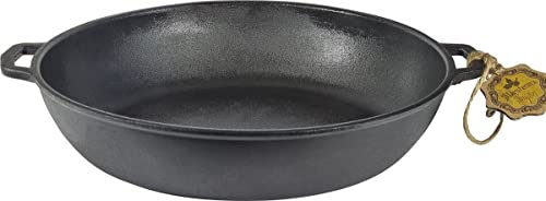 Maysternya Gusseisen BBQ Pfanne Ø20 cm – Kompakte Grillpfanne aus massivem Gusseisen – Ofenfest, Hitzebeständig & Robust – Ideal für BBQ, Smoker & Outdoor-Küche – Matt Schwarz