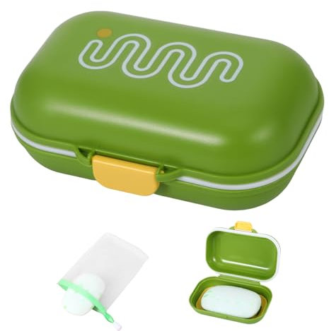 Seifendose Reise, Seifenschale mit Deckel, Seifensäckchen für Feste Seife, Seifendose Wasserdicht und Versiegelt, Tragbare Seifenbox mit Seifennetz für Badezimmer, Camping, Outdoor(Grün)