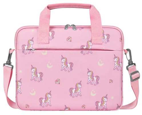 Dadanism Borsa per Tablet per Bambini, Borsetta per Tablet da 10-12,5 Pollici con Manico e Tracolla per Fire HD 8 Kids/Fire HD 8 Kids PRO/Fire HD 8/Fire 7 Kids, Unicorno Rosa