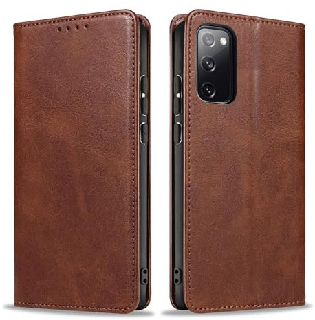 LBH Handyhülle Smartphone-Hülle für Samsung Galaxy S20 FE Klapphülle Magnetverschluss Kartenfächer Geldfach Standfunktion Case Etui Rundumschutz Schutzhülle Dunkelbraun
