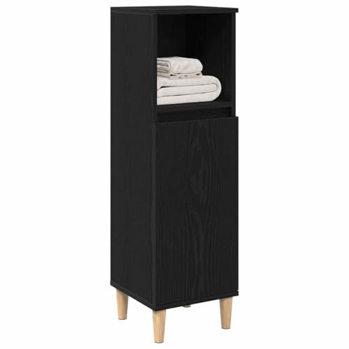 vidaXL Badezimmerschrank Schwarz Eichen-Optik 30 x 30 x 100 cm | Das moderne Aussehen von diesem Schrank passt super zu jedem Badezimmerstil,